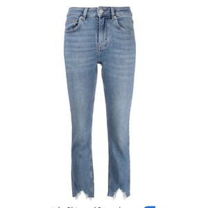 NWT Maje Light Blue Ripped Cropped Denim Mid Rise Jeans Size 26